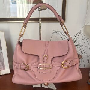 Jimmy Choo Leather Pink Shoulder Bag with Gold Accents